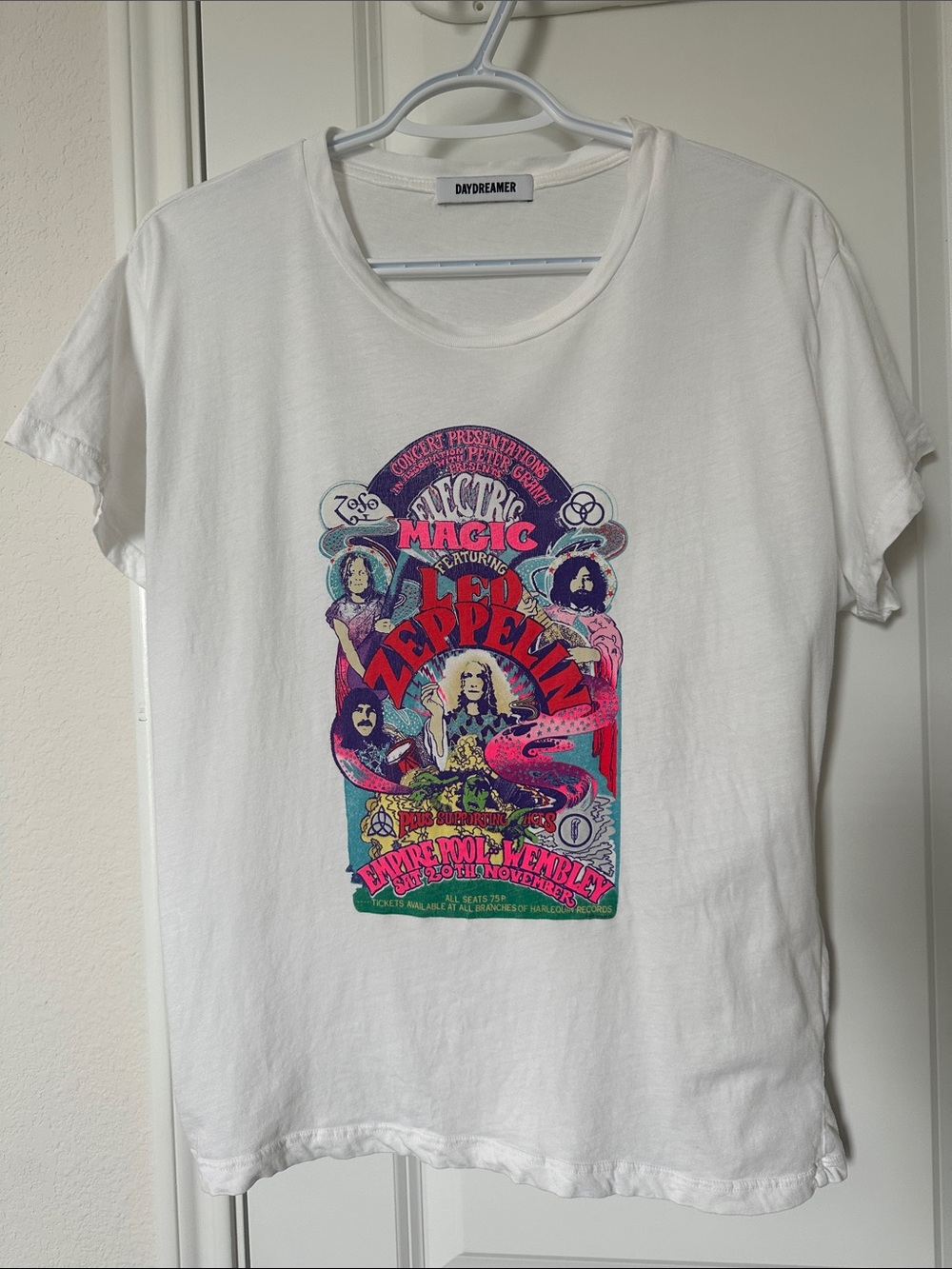 Daydreamer Led Zeppelin White Short Sleeve Tee Vintage Rock Graphic